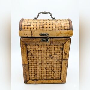Vintage Rattan /Bamboo Decorative Box - Natural Yellow Finish